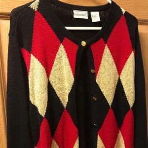 Beautiful Black/Red/Gold Harlequin Sweater 18/20